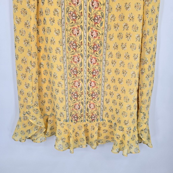Max Studio Yellow Floral Ruffle Hem Sleeveless Shift Dress Womens Size Medium - Picture 5 of 9